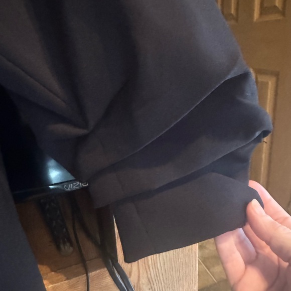 Rachel Zoe Blazer Womens 1X Black Textured Jacket Ruched Sleeves Open Front - Picture 4 of 6